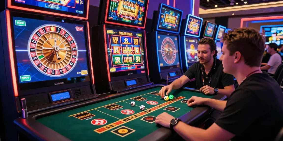 Atmosphère de jeu en ligne excitante avec des joueurs profitant du casino francais en ligne et de graphiques numériques vibrants.
