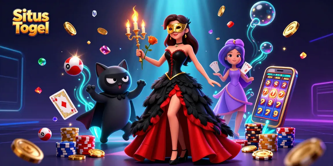 Engage with Situs Togel featuring vibrant lottery balls and stunning characters in a dynamic casino scene