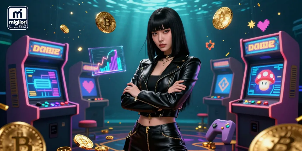 Vivi l'emozione dei migliori casino online non AAMS in questa vivace illustrazione digitale che presenta un personaggio potente circondato da elementi di gioco colorati.