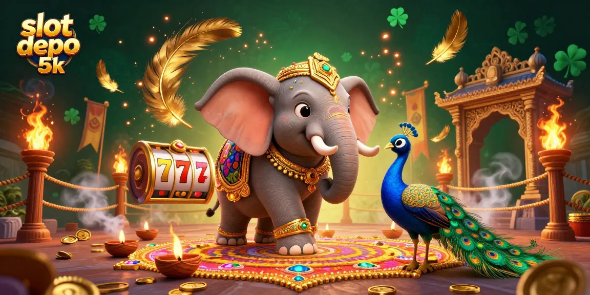 Play exciting slot depo 5k games with vibrant visuals and golden rewards in a captivating scene.
