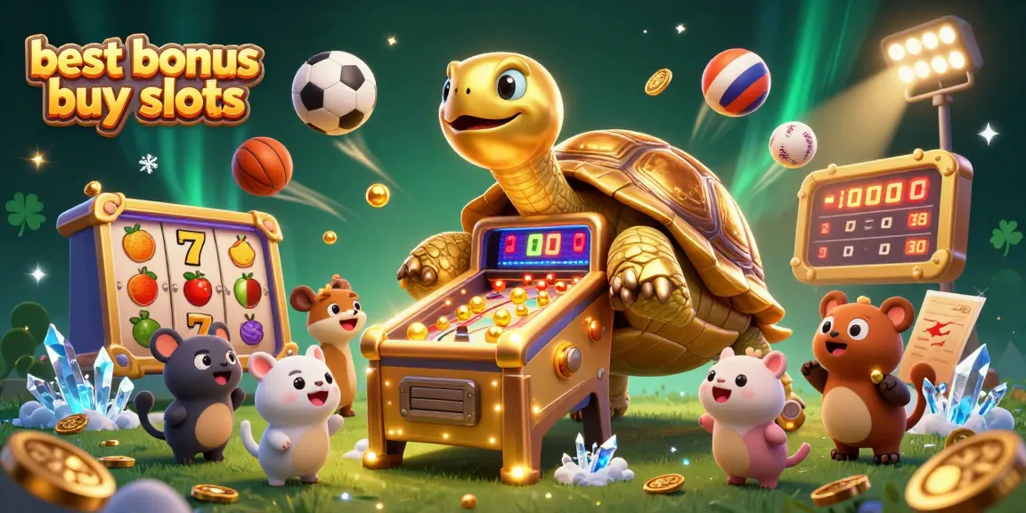 Experience thrilling action with the best bonus buy slots in this vibrant 3D casino scene.