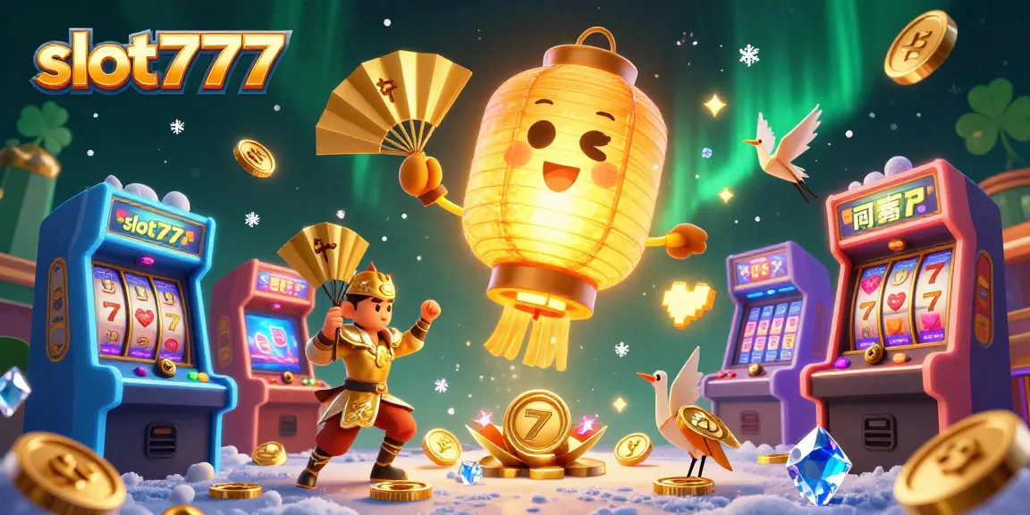 Win big with slot777 in this vibrant 3D illustration of dynamic casino games.