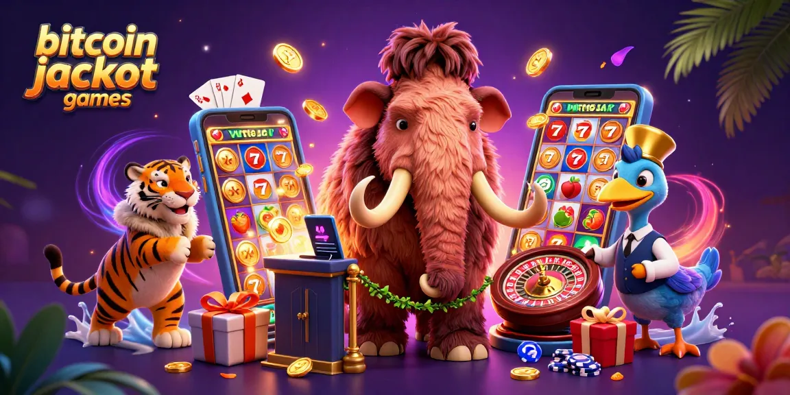 Experience thrilling bitcoin jackpot games with vibrant characters and interactive casino elements.