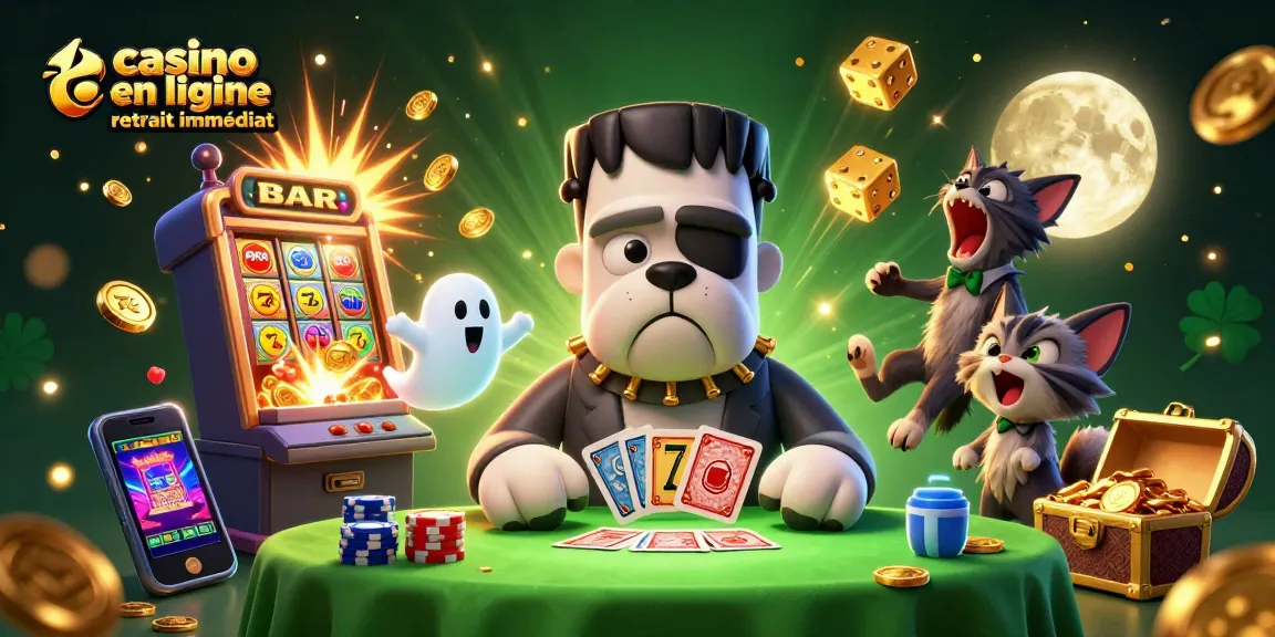 Profitant des gains instantanés dans un casino en ligne retrait immédiat avec plusieurs personnages animés.