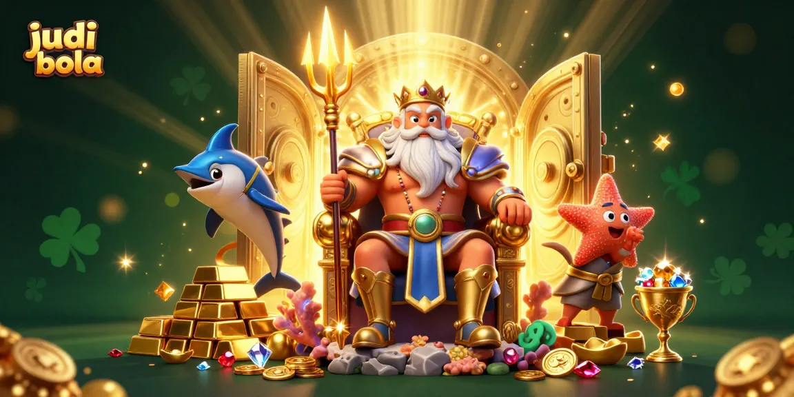 Engage in judi bola excitement with Neptune and treasures in a dynamic casino scene.