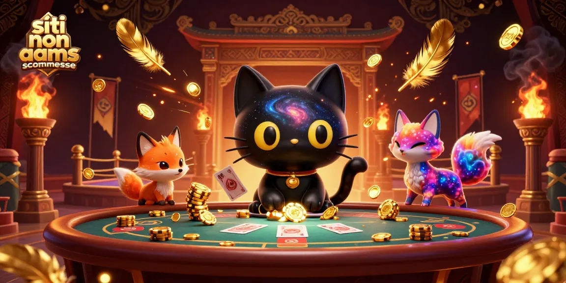 Gioca e vinci sui siti non AAMS scommesse, con un gatto nel casinò che attira chip d'oro.