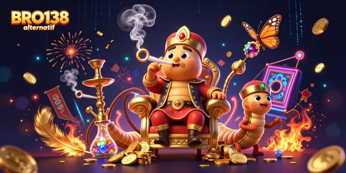 Experience winning excitement with BRO138 alternatif's vibrant slot machine scene featuring captivating characters and rich casino elements.