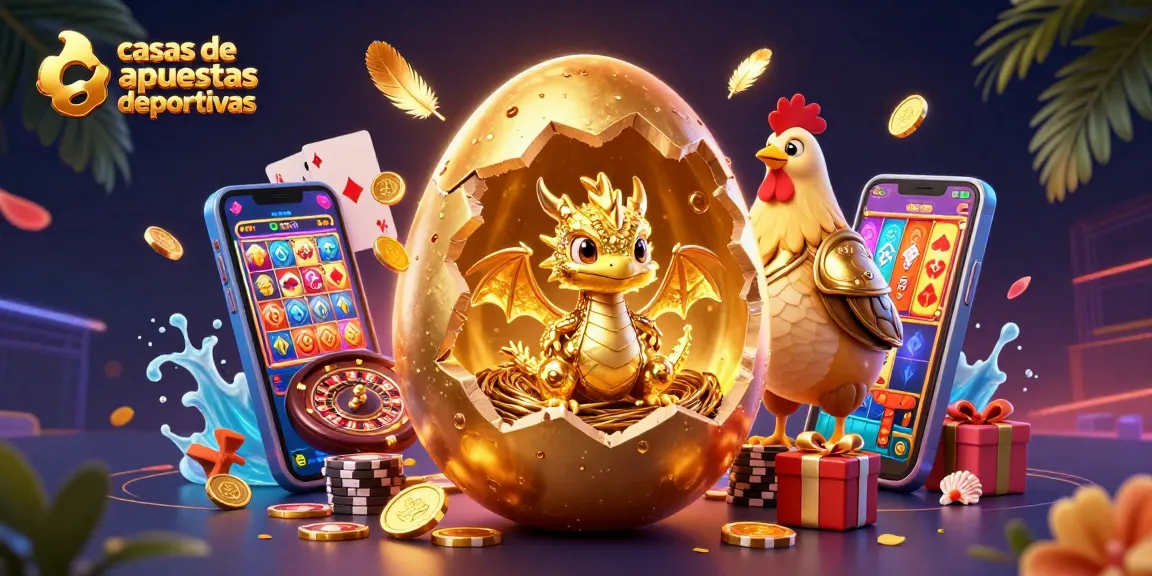 Las casas de apuestas deportivas brillan mientras un dragón de oro emerge, rodeado de fichas y emoción.