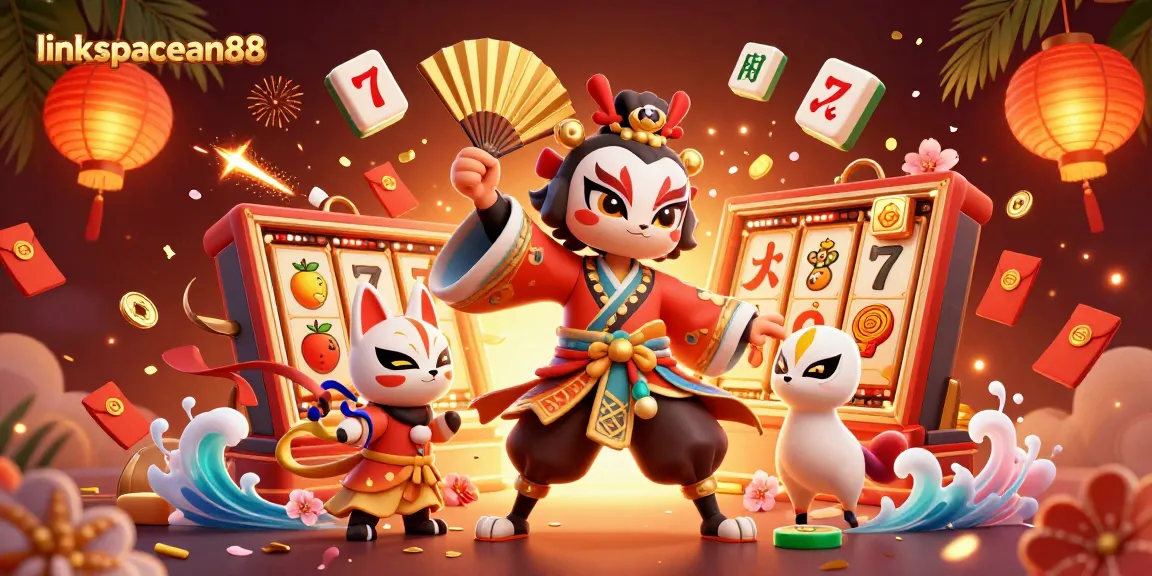 Experience the thrill of link spaceman88 with vibrant slot games and festive elements lighting up the scene.