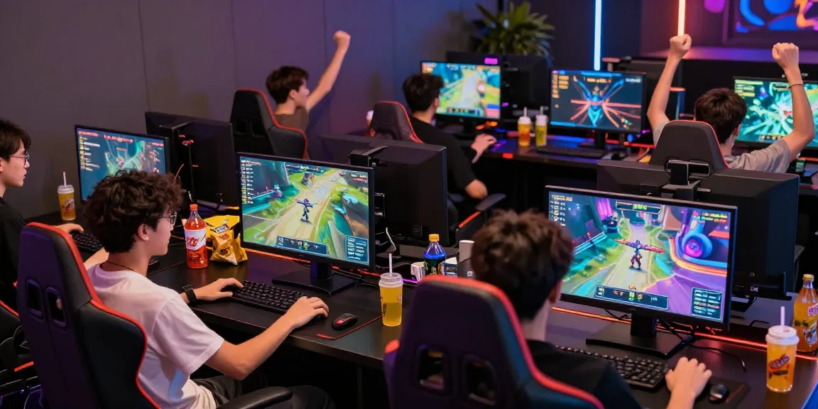 NAGA2000 gamers enjoying an exciting multi-screen gaming experience in a vibrant setting.