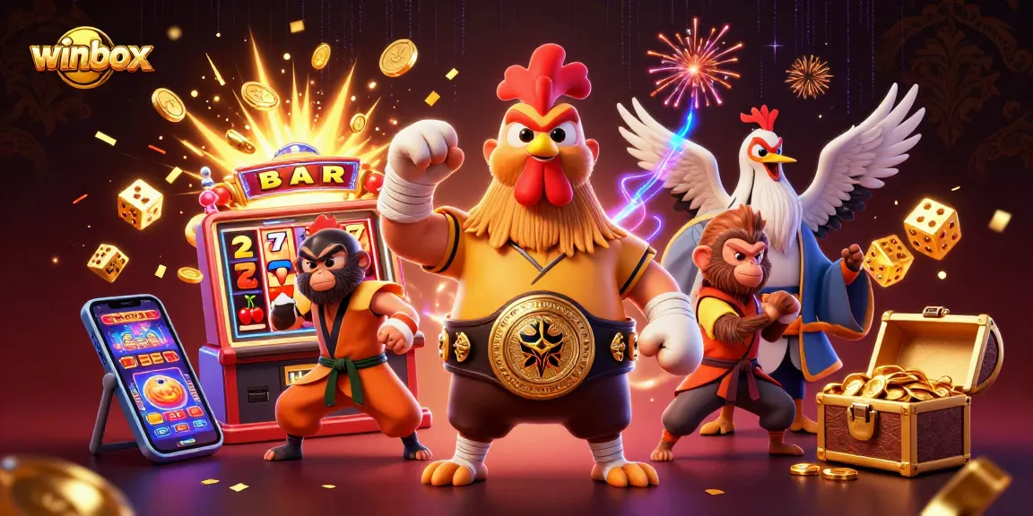 Winbox takes center stage in this dynamic casino illustration featuring exciting games and thrilling characters.