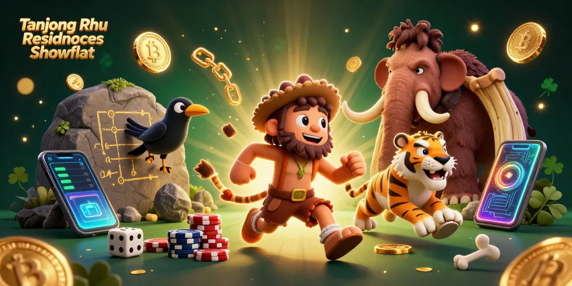 Tanjong Rhu Residences Showflat showcases an exciting casino scene with cartoon characters and crypto elements.